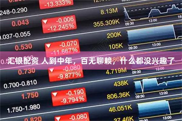 汇银配资 人到中年，百无聊赖，什么都没兴趣了